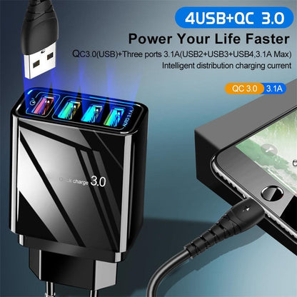 3A Illuminated USB Wall Charger – 4-Port Fast Charging Adapter for Mobile Devices