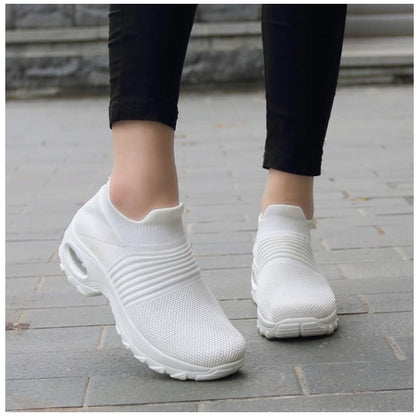 Women's Mesh Wedge Dance Shoes – Lightweight Breathable Slip-On with Hollow Design & Waterproof Platform