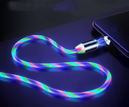 Flowing Light Magnetic Data Cable – Compatible with Apple iPhone, Android & USB Type-C Devices