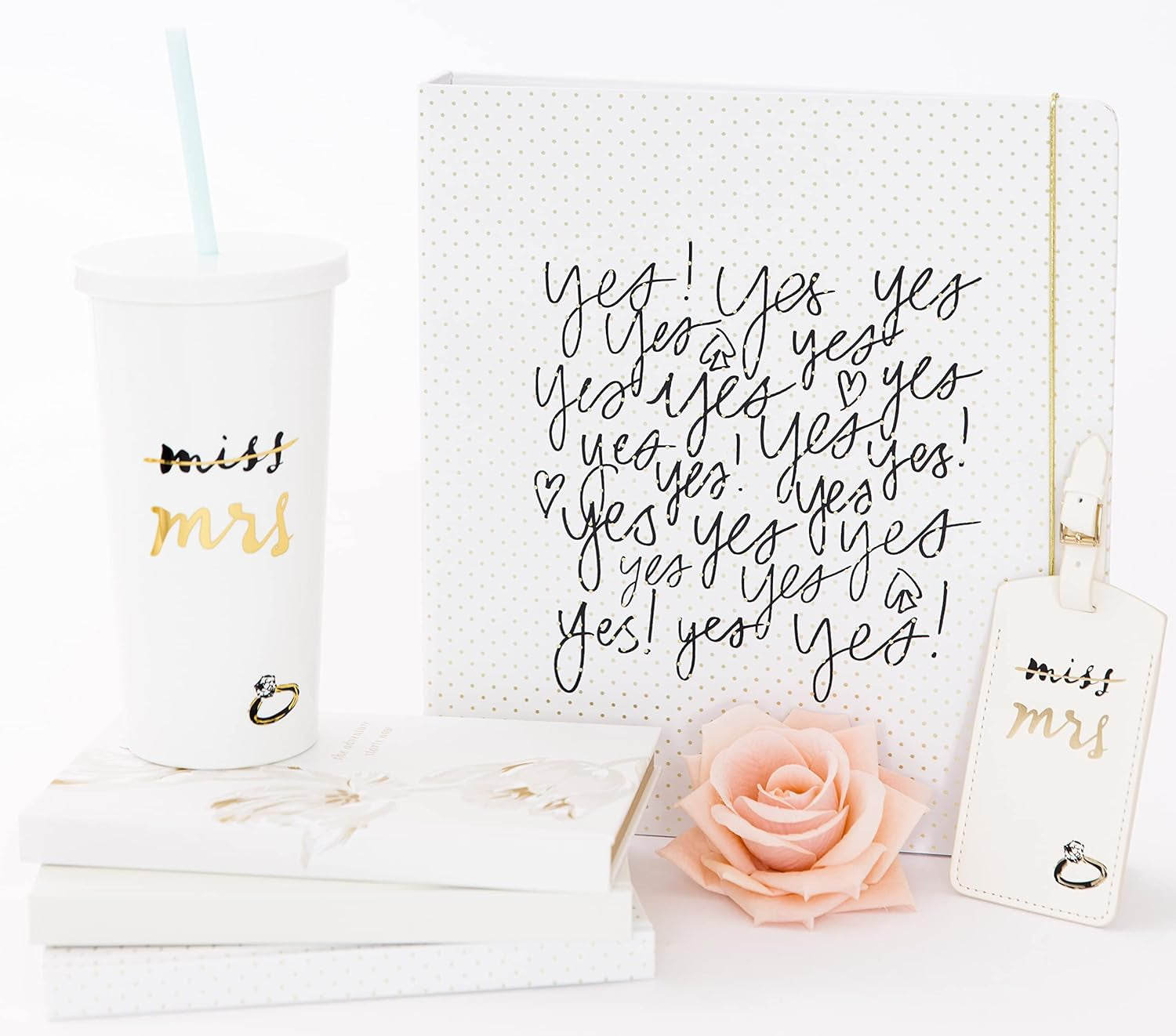 Bridal Insulated Tumbler with Reusable Straw, 20Oz, Miss to Mrs. (White)