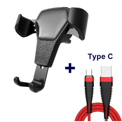 Leather Grain Gravity Car Phone Holder – Auto-Lock Air Vent Mount