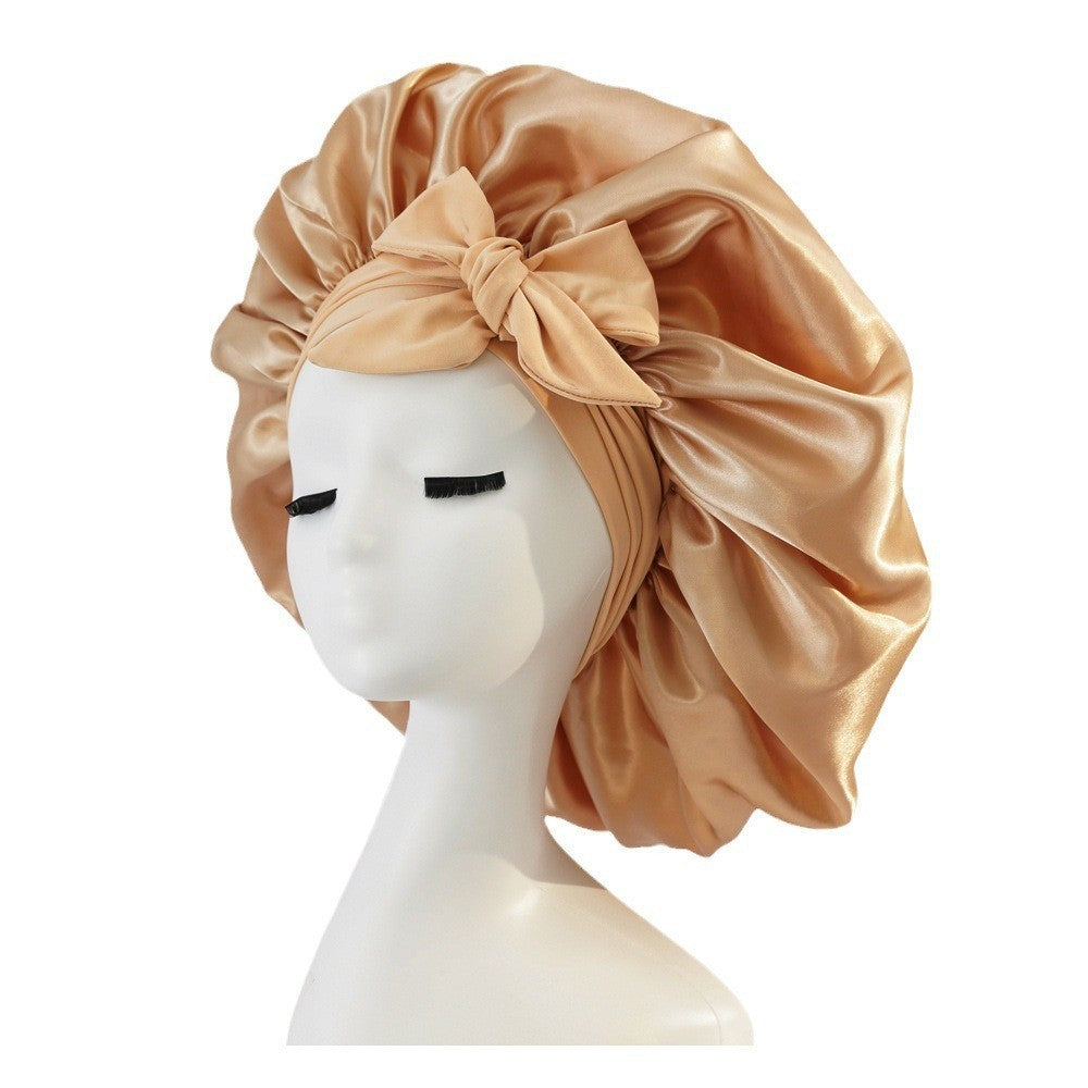Silk Satin Sleep Bonnet for Women – Night Hair Cap with Tie Band for Curly & Natural Hair