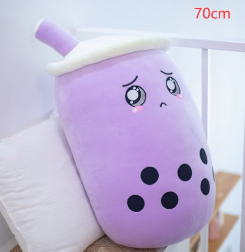 Cute Boba Tea Plush Pillow – Soft Strawberry Milk Tea Bubble Tea Stuffed Toy Cushion for Kids & Gifts