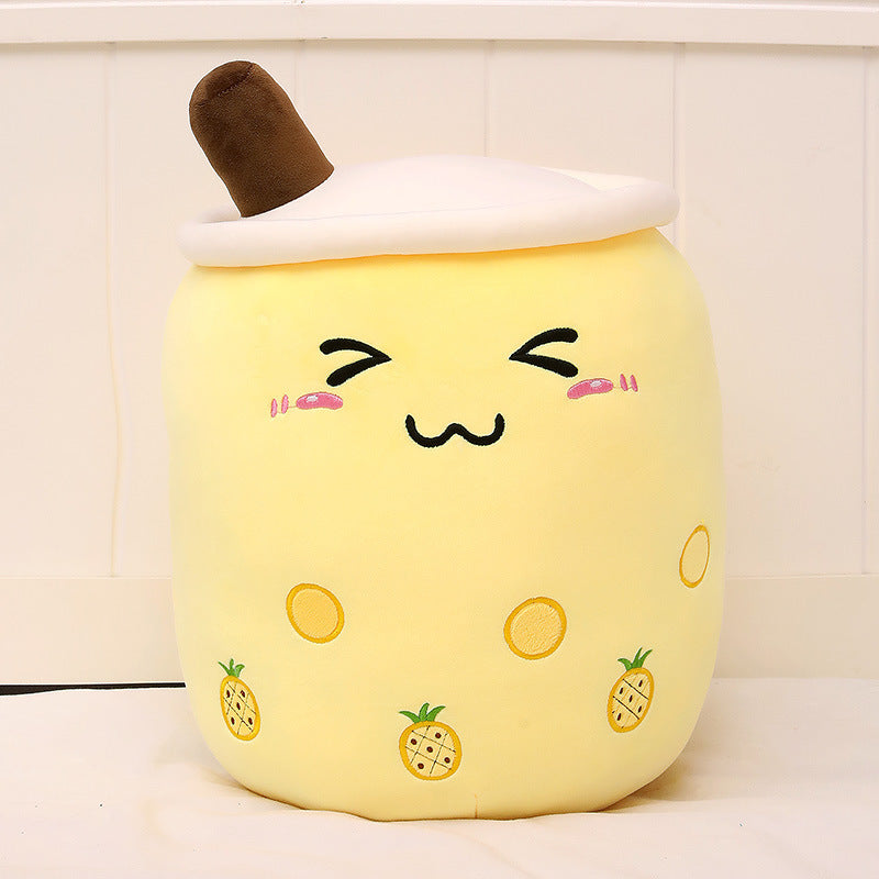 Cute Boba Tea Plush Pillow – Soft Strawberry Milk Tea Bubble Tea Stuffed Toy Cushion for Kids & Gifts