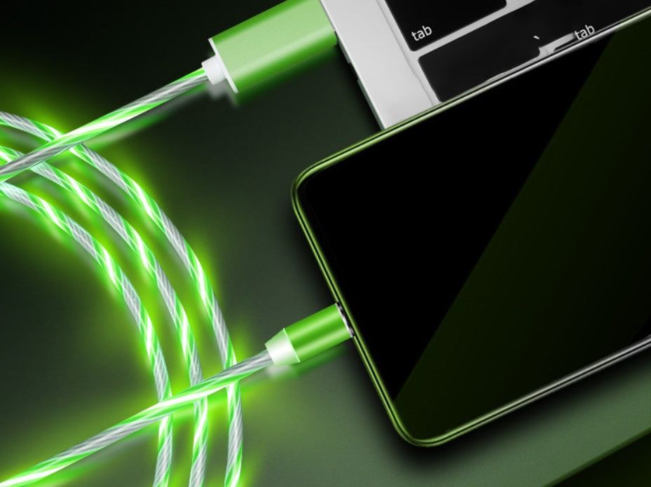 Flowing Light Magnetic Data Cable – Compatible with Apple iPhone, Android & USB Type-C Devices