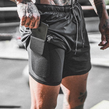 Men’s Pocket Compression Shorts – Athletic Gym Running Training Sportswear