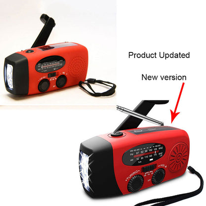 Solar Hand Crank Emergency Radio – USB Charging Flashlight with AM/FM & Power Bank Function
