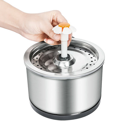 Stainless Steel Pet Water Fountain – Cat Drinking Bowl with Flower Design