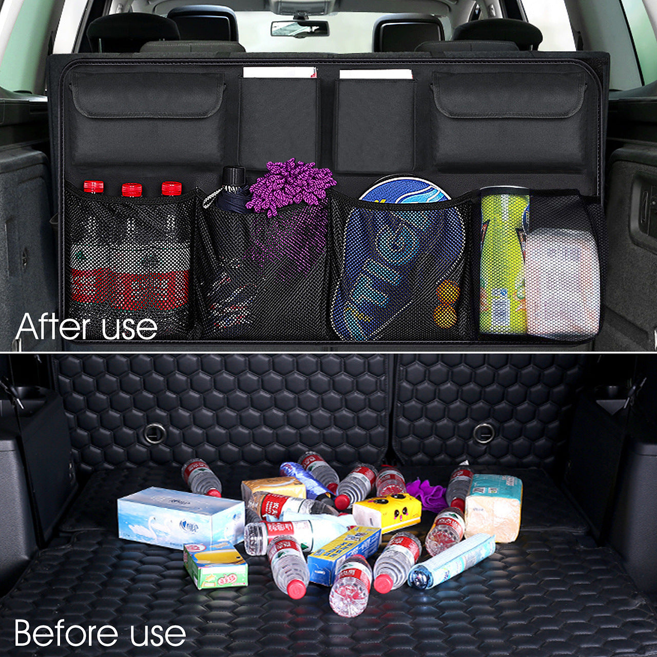 Foldable Car Trunk Organizer – Hanging Storage Bag for Back Seat & Vehicle Cargo