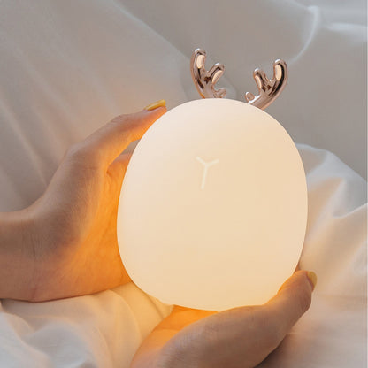 Cartoon Deer & Rabbit Night Light – USB Rechargeable LED Bedside Lamp for Kids & Nursery Decor