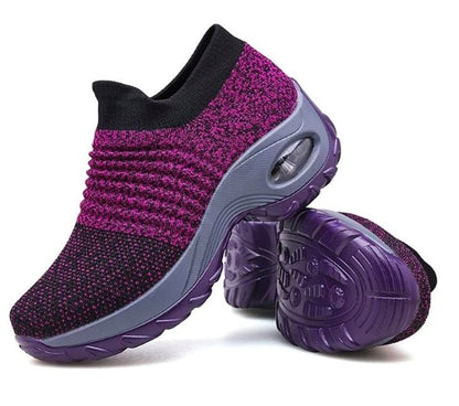 Women's Mesh Wedge Dance Shoes – Lightweight Breathable Slip-On with Hollow Design & Waterproof Platform