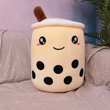 Cute Boba Tea Plush Pillow – Soft Strawberry Milk Tea Bubble Tea Stuffed Toy Cushion for Kids & Gifts