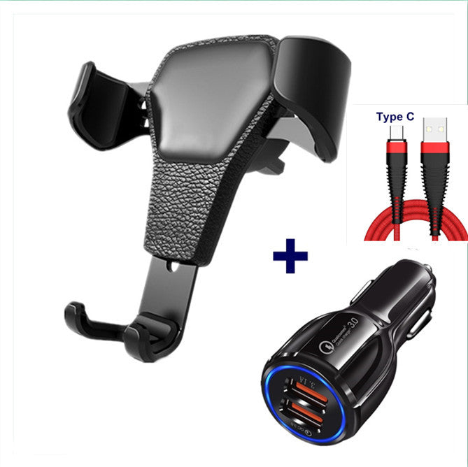 Leather Grain Gravity Car Phone Holder – Auto-Lock Air Vent Mount