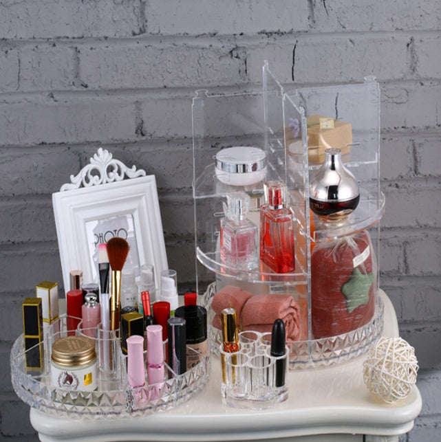 Diamond Wave Makeup Organizer – Elegant Cosmetic Storage Box with Drawers for Vanity & Bathroom
