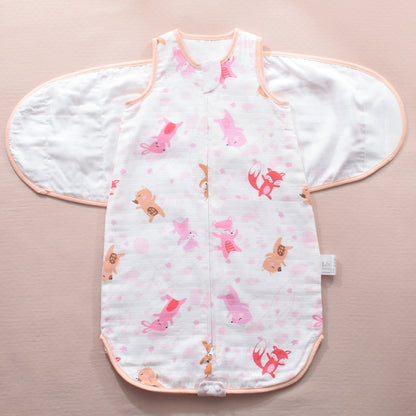Infant Swaddle Sleeping Bag – Soft Gauze Baby Wrap with Adjustable Wings for Newborn Sleep Comfort