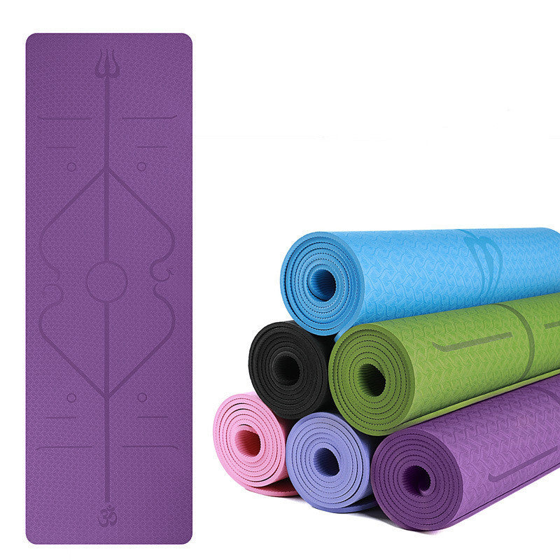 Two-Color 6mm Yoga Mat with Posture Alignment Lines – Non-Slip Fitness & Exercise Mat for Home or Gym