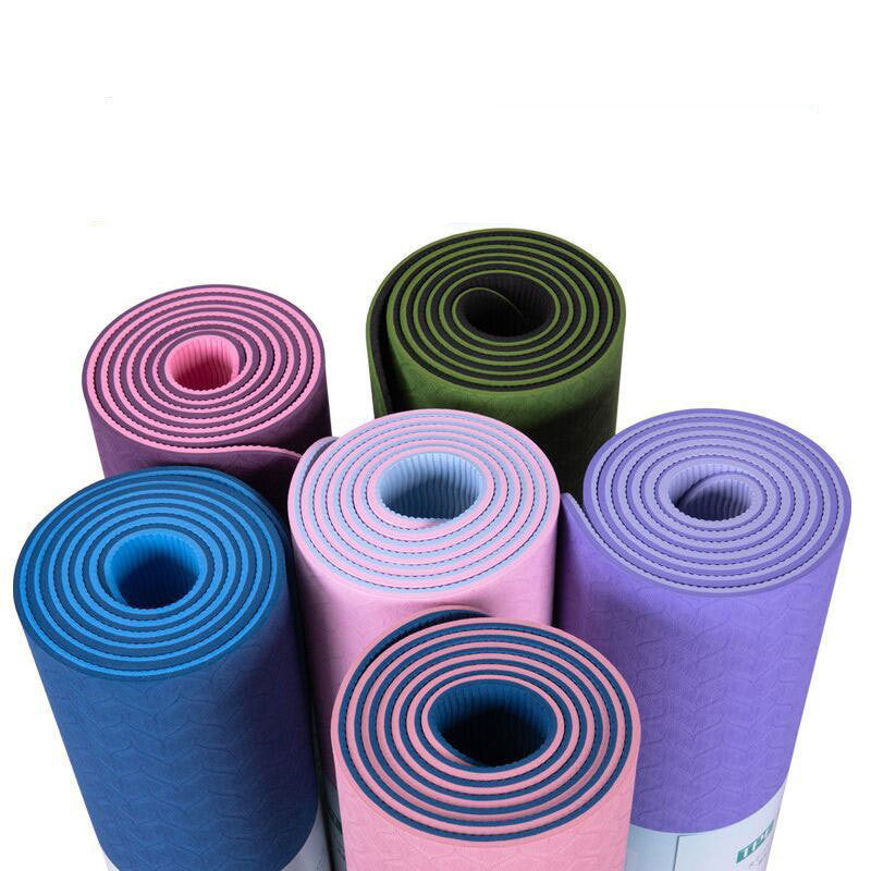 Two-Color 6mm Yoga Mat with Posture Alignment Lines – Non-Slip Fitness & Exercise Mat for Home or Gym