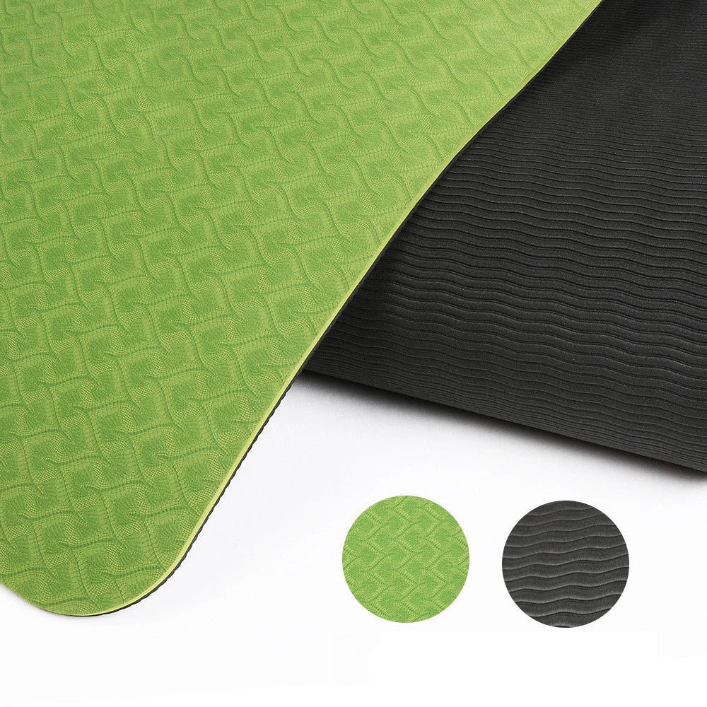 Two-Color 6mm Yoga Mat with Posture Alignment Lines – Non-Slip Fitness & Exercise Mat for Home or Gym