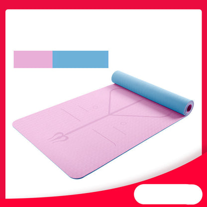 Two-Color 6mm Yoga Mat with Posture Alignment Lines – Non-Slip Fitness & Exercise Mat for Home or Gym