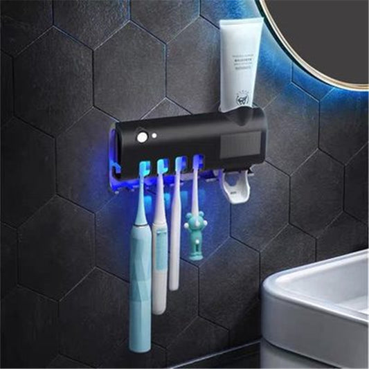 Multifunctional Bathroom Toothbrush Holder with USB Charging & Toothpaste Dispenser – Razor & Electric Brush Storage Rack