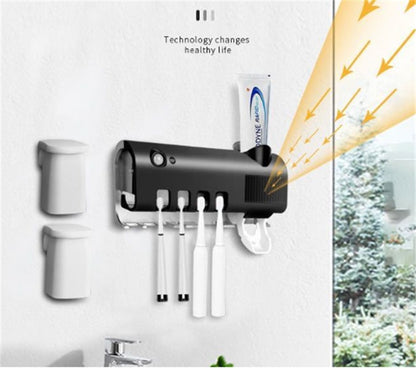 Multifunctional Bathroom Toothbrush Holder with USB Charging & Toothpaste Dispenser – Razor & Electric Brush Storage Rack