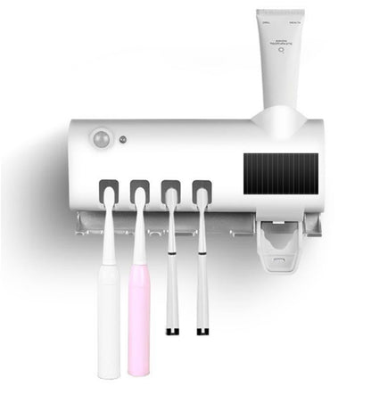Multifunctional Bathroom Toothbrush Holder with USB Charging & Toothpaste Dispenser – Razor & Electric Brush Storage Rack