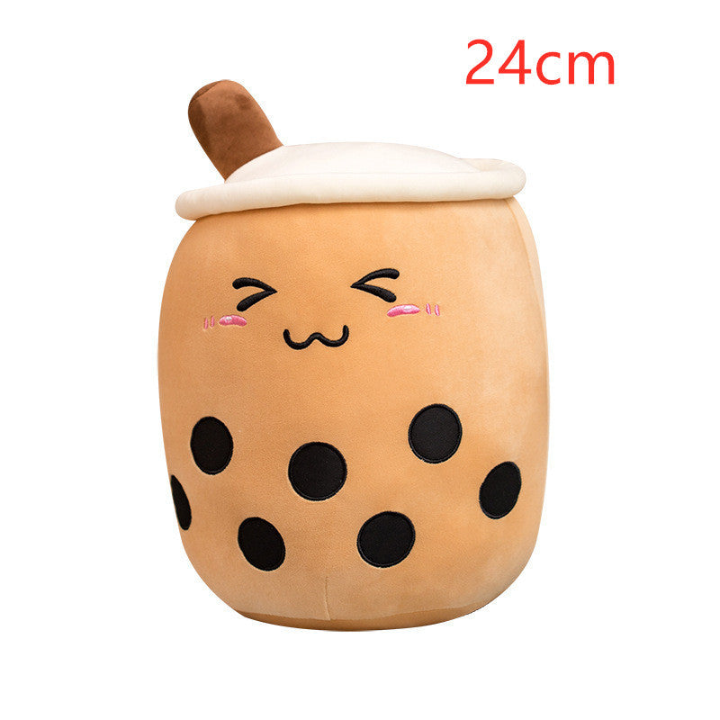 Cute Boba Tea Plush Pillow – Soft Strawberry Milk Tea Bubble Tea Stuffed Toy Cushion for Kids & Gifts