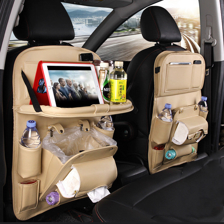 PU Leather Car Seat Back Organizer – Waterproof Multifunction Hanging Storage Bag