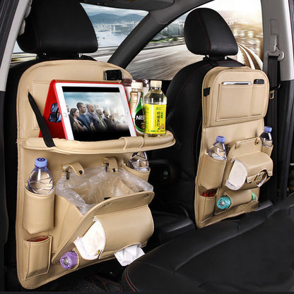 PU Leather Car Seat Back Organizer – Waterproof Multifunction Hanging Storage Bag