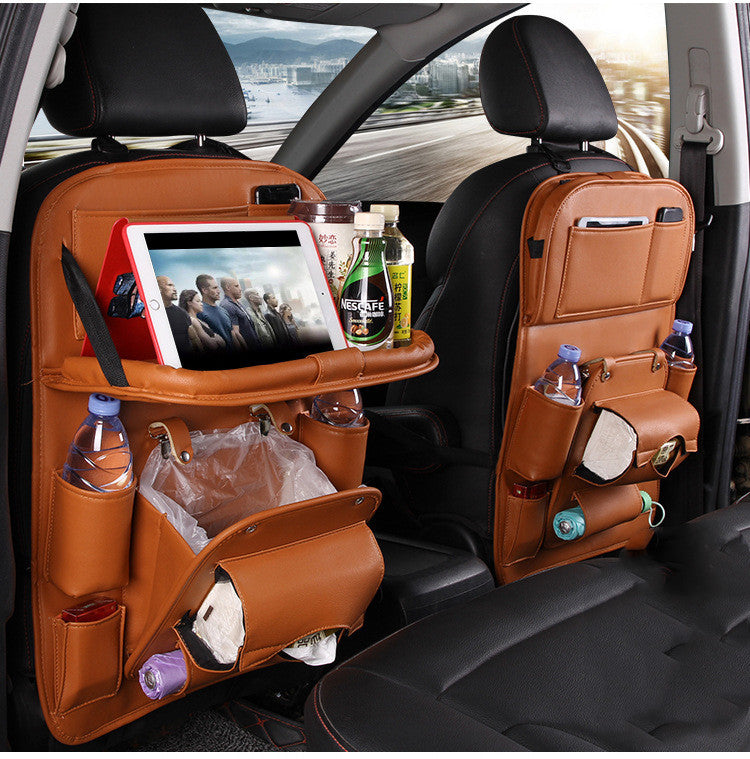 PU Leather Car Seat Back Organizer – Waterproof Multifunction Hanging Storage Bag