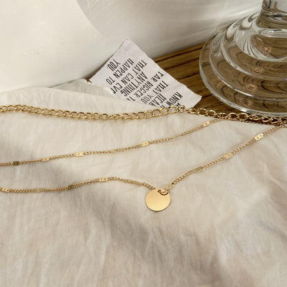 Women's Multilayer Disc Pendant Necklace – Trendy Clavicle Chain Jewelry for Everyday Fashion
