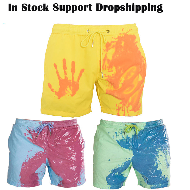 Men’s Color-Changing Swim Trunks – Quick-Dry Summer Beach Shorts with Magic Heat Reactive Fabric