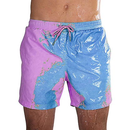 Men’s Color-Changing Swim Trunks – Quick-Dry Summer Beach Shorts with Magic Heat Reactive Fabric