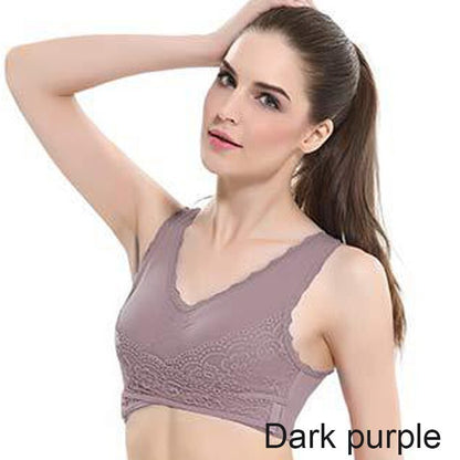 Front Cross Side Buckle Lace Sports Bra – Wireless Fitness Support Top