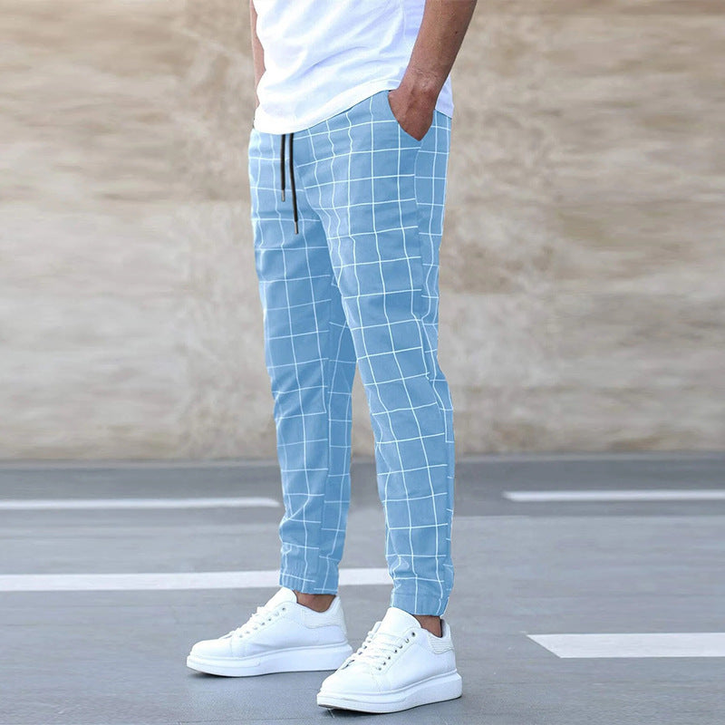 Men’s Plaid Print Drawstring Pants – Casual Fashion Trousers for Everyday Wear