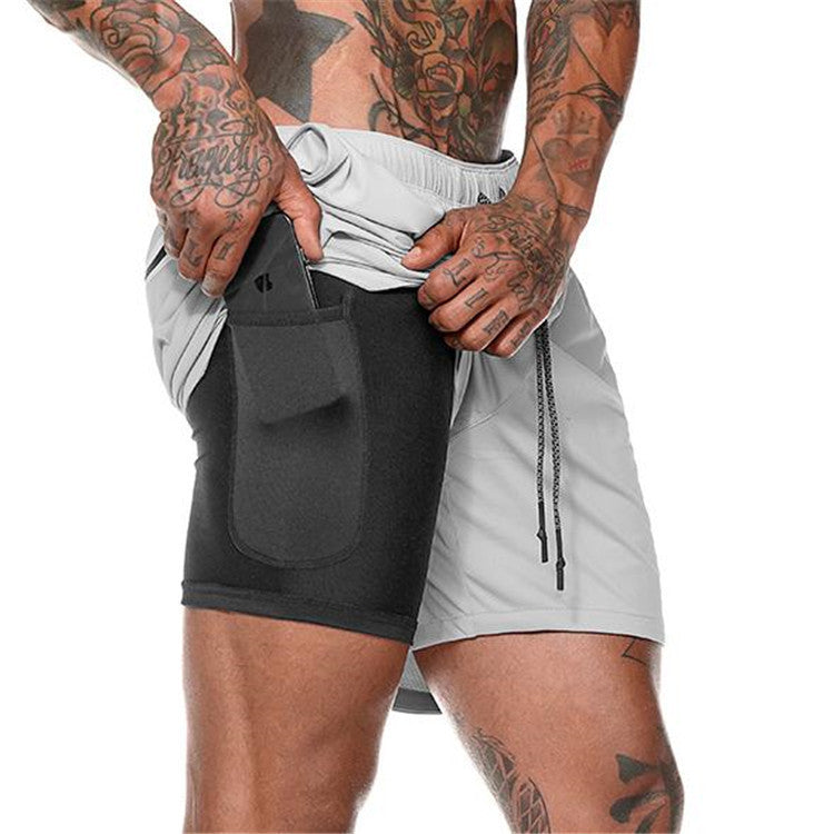 Men’s Pocket Compression Shorts – Athletic Gym Running Training Sportswear