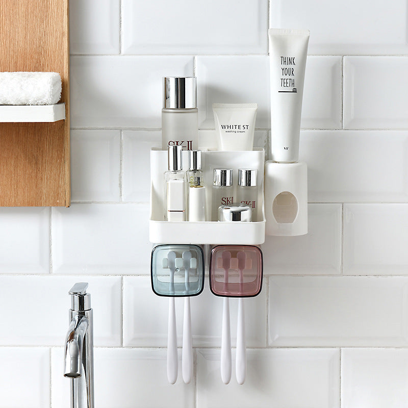 Wall-Mounted Automatic Toothpaste Dispenser with Magnetic Cups
