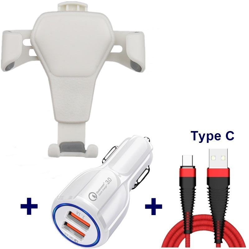 Leather Grain Gravity Car Phone Holder – Auto-Lock Air Vent Mount