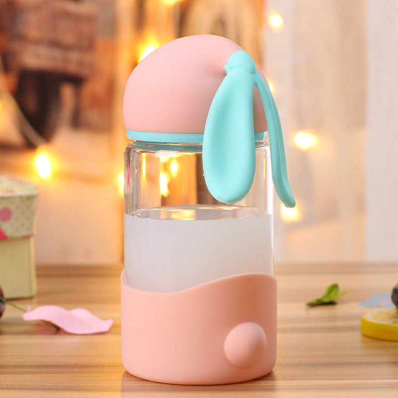 Bunny Borosilicate Glass Water Bottle – Cute & Durable Leak-Proof Bottle for Kids & Adults