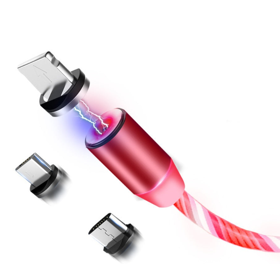 Flowing Light Magnetic Data Cable – Compatible with Apple iPhone, Android & USB Type-C Devices