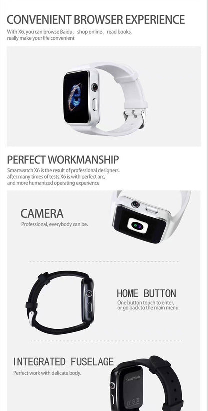 Luxury 1.54'' Bluetooth Smartwatch – Touchscreen SIM Card Phone Watch with Camera, Fitness Tracker & Social App Support
