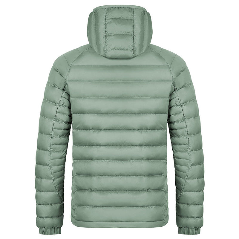Men’s Lightweight Hooded Winter Jacket – Warm Zipper Coat with Pockets & Portable Design