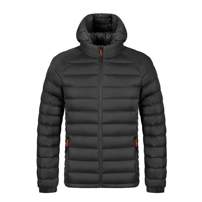 Men’s Lightweight Hooded Winter Jacket – Warm Zipper Coat with Pockets & Portable Design