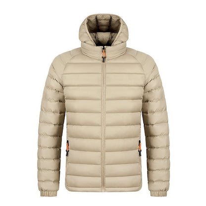 Men’s Lightweight Hooded Winter Jacket – Warm Zipper Coat with Pockets & Portable Design