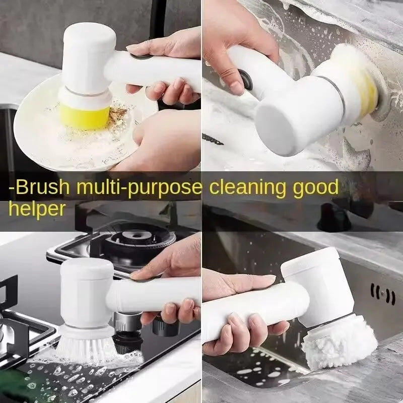 Electric Spin Scrubber – Powerful Bathroom Cleaning Brush with 5 Replaceable Heads for Tiles, Tubs & Floors