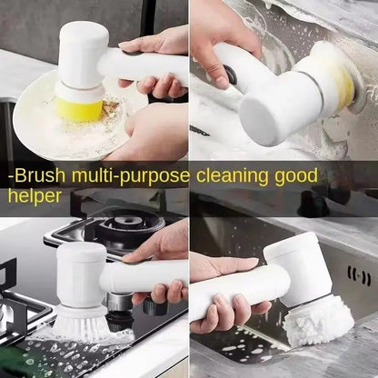 Electric Spin Scrubber – Powerful Bathroom Cleaning Brush with 5 Replaceable Heads for Tiles, Tubs & Floors