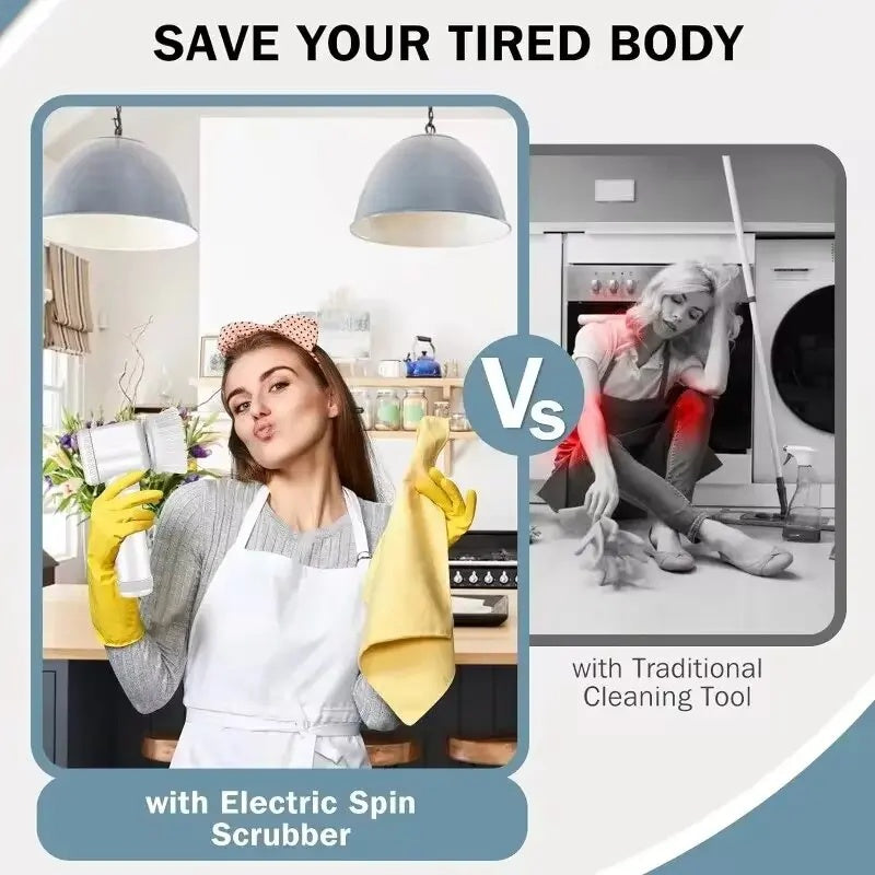 Electric Spin Scrubber – Powerful Bathroom Cleaning Brush with 5 Replaceable Heads for Tiles, Tubs & Floors