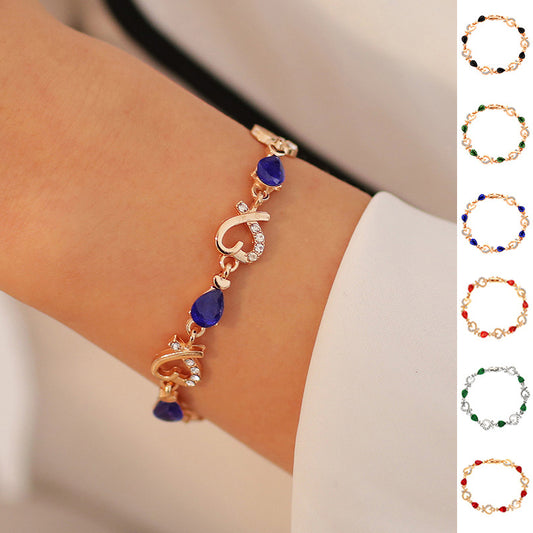 Hollow Heart Love Bracelet – Fashion Rhinestone Bangle with Romantic Charm
