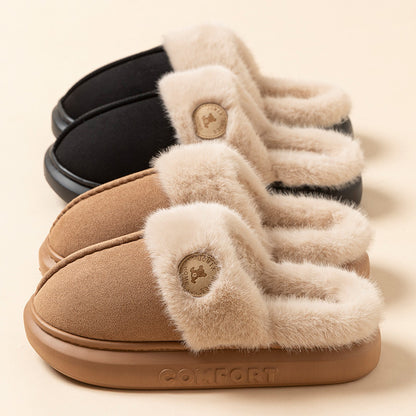 Unisex Plush Winter Slippers – Thick-Soled Fleece Indoor Shoes for Men & Women