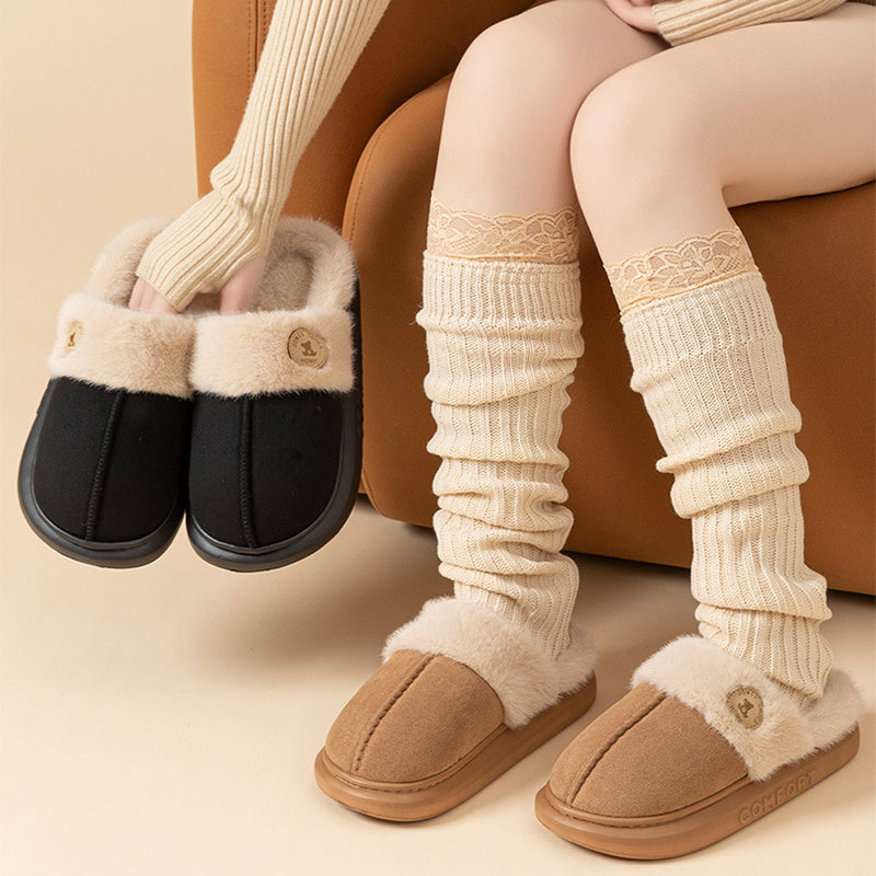 Unisex Plush Winter Slippers – Thick-Soled Fleece Indoor Shoes for Men & Women
